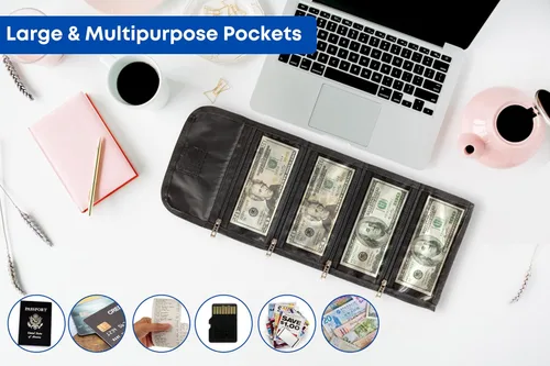 Vista 7 de Tidy Pockets Organizador de dinero para dinero en efectivo, con 4 cremalleras, organizador de efectivo para facturas, organizador de dinero
