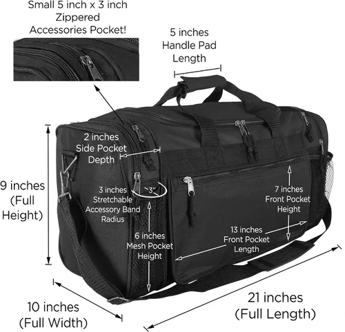 Vista 2 de DALIX - Bolsa deportiva de 20 pulgadas con bolsillos de malla y para objetos de valor, para gimnasio y viaje