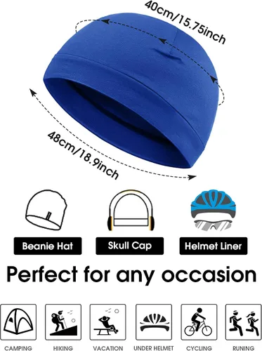 Vista 3 de Syhood 4 gorras de calavera para hombre, gorro de algodón suave, gorro elástico para casco, multifuncional, para hombres y mujeres