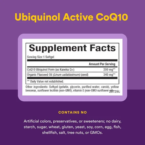Vista 4 de Natural Factors Ubiquinol 200 mg - Apoya la salud del corazón y la vitalidad natural - Suplemento antioxidante con absorción superior - Apoyo