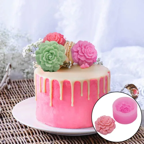 Vista 6 de Molde de silicona para velas de clavel 3D para jabón, fondant, decoración de pasteles, chocolate, dulces, arcilla Ploymer, regalo del día de la madre