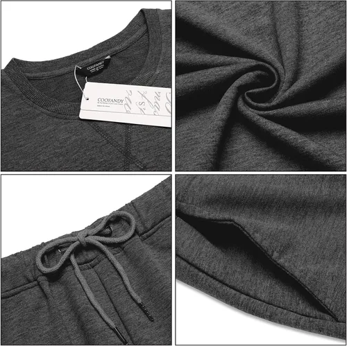 Vista 5 de COOFANDY Conjunto deportivo de 2 piezas para hombre, de manga larga, sin botones, atlético, casual
