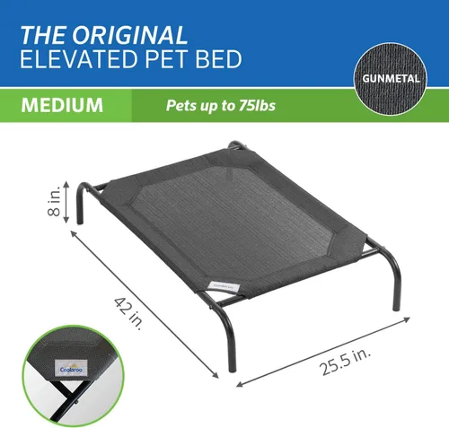 Vista 4 de Coolaroo Cama elevada y refrescante para perros, para interiores y exteriores, tamaño mediano, gris oscuro (Gunmetal)
