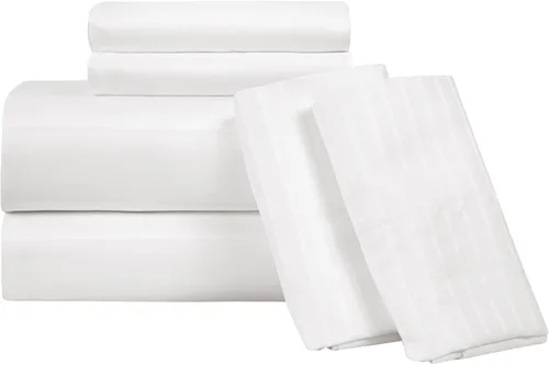 Vista 36 de ROYALE LINENS Juego de sábanas de 300 hilos 100% algodón peinado de fibras largas, 4 piezas, 1 sábana bajera, 1 encimera y 2 fundas de almohada