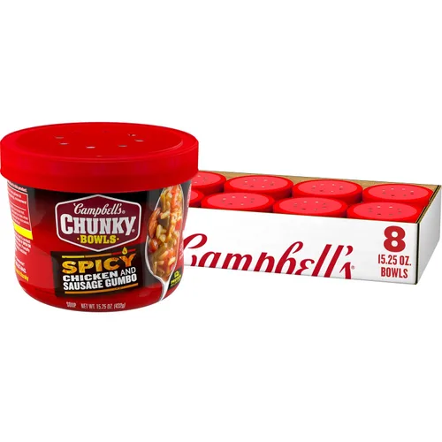 Vista 10 de Sopa Campbell’s Chunky, Gumbo de Pollo y Salchicha, lata de 18.8 oz (Caja de 12)
