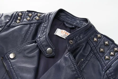 Vista 3 de LJYH Chaquetas de cuero PU para niños Abrigo de motocicleta con tachuelas