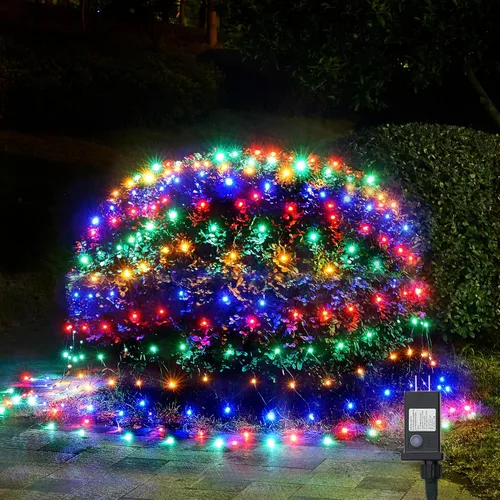 Vista 15 de WBao - Luces de Navidad, 200 LED de red de 8.4 x 5.2 pies, luz de malla para exteriores con 8 modos, temporizador, certificado UL, conectables