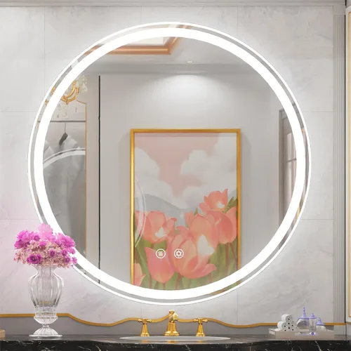 Vista 15 de Espejo LED para baño de 24 pulgadas, 3 temperaturas de color (3000K/4500K/6000K), retroiluminación regulable, antivaho, vidrio HD de 5MM, CRI 90+