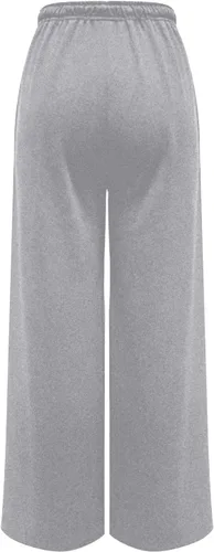 Vista 4 de Pantalones deportivos para mujer, pierna ancha, talla grande, pantalones cargo negros con bolsillos, cintura elástica sólida, casual, ajuste