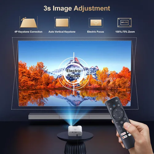 Vista 4 de [Usado] Proyector 4K con GoogIe TV, proyector Goiaey 2000 ANSI con WiFi y Bluetooth, aplicaciones oficiales integradas, GoogIe Voice, DoIby Audio