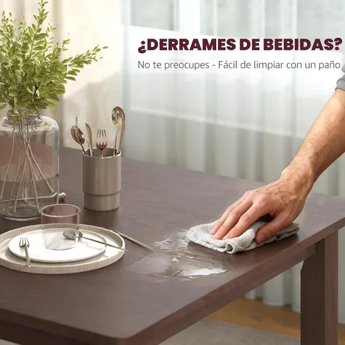 Vista 8 de HOMCOM Juego de mesa de comedor de madera maciza de 5 piezas para 4, nogal Nogal y gris
