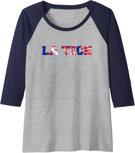 Vista 3 de Louisiana Tech Bulldogs Tie-Dye Raglan Camiseta de béisbol, Negro