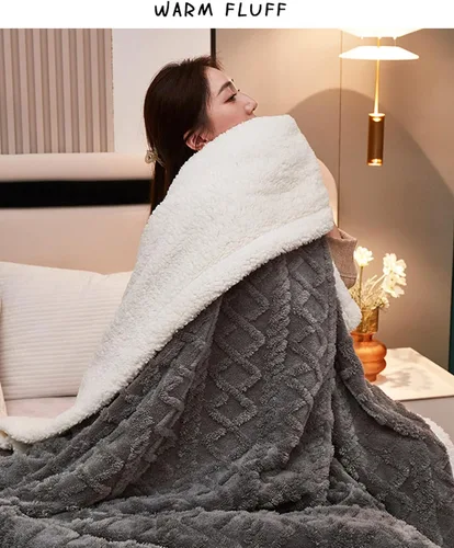 Vista 2 de Manta Sherpa cálida para invierno, manta de sofá, manta ligera y cálida, súper suave y mullida, franela gruesa y reversible de terciopelo cálido