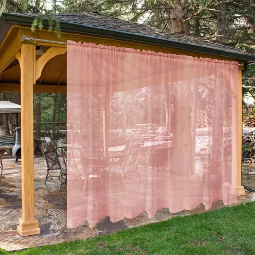 Vista 48 de SpaceDresser - Cortinas transparentes impermeables para exterior para patio - 2 paneles con bolsillo para barra, cortinas de gasa transparentes