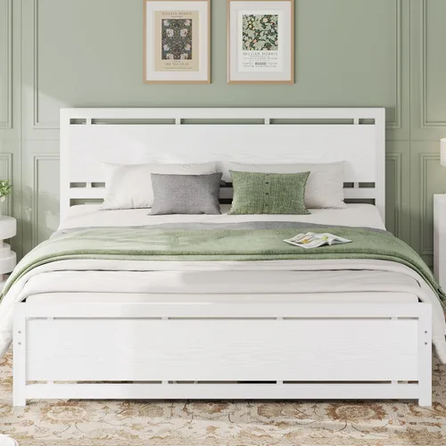 Vista 17 de LIKIMIO Base de cama tamaño King con cabecero y estribo Negro