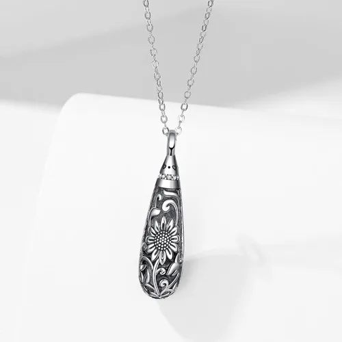Vista 149 de Collar con colgante de urna de cenizas de cremación y árbol de la vida para mujer, plata de ley US1
