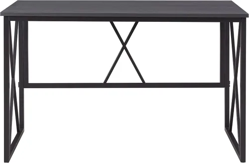 Vista 7 de Leick Home 70002-BLKNK X - Escritorio plegable para computadora, diseño moderno de espiga gris/negro mate
