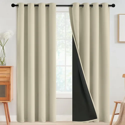 Vista 88 de SimpleHome - Cortinas opacas 100% para recámara, cortinas de ventana con ojales beige, con aislamiento térmico, cortinas de oscurecimiento