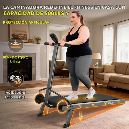 Vista 3 de ANCHEER Cinta de correr con barra de asa, almohadilla plegable de 3.0 HP con 12% de inclinación, capacidad de 320 libras, cintas de correr plegables