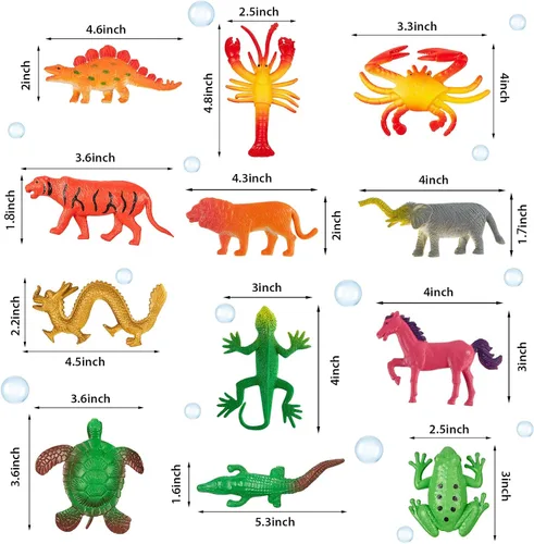 Vista 2 de Outus Juego de 8 criaturas de animales en crecimiento expandibles gigantes 3D para cultivo de huevos de Pascua, relleno de cesta de huevos