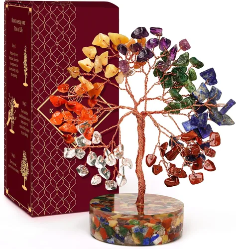 Vista 31 de Árbol de la vida de cristal para decoración del hogar y la oficina, regalos para mujeres, piedras curativas de amazonita de chakra, árbol bonsái