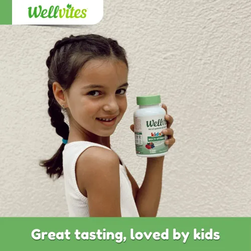 Vista 4 de Wellvites Gomitas multivitamínicas para niños, sin azúcar, veganas, sin OMG, vitaminas para niños, vitamina A, D, B6, B12 y C, sin edulcorantes