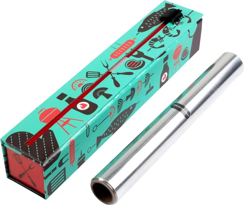 Vista 5 de ChicWrap Carrara Marble - Dispensador recargable de papel de aluminio de mármol - Incluye un rollo de 12" x 30' de papel de aluminio de grado