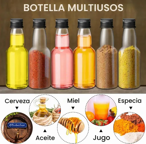 Vista 5 de 120 piezas de mini botellas de licor herméticas, botellas de plástico vacías en miniatura con embudo para tragos de alcohol, ideales para regalos