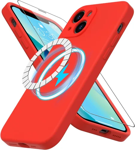 Vista 59 de DEENAKIN Funda magnética de silicona para iPhone 12 Pro con protector de pantalla, compatible con MagSafe, protección de cámara, funda protectora