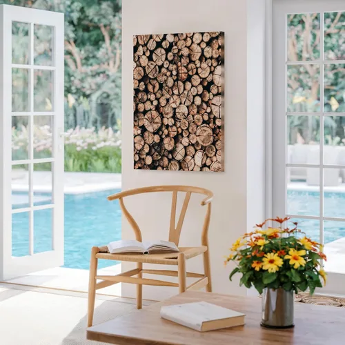 Vista 5 de Poster Master Lienzo de pila de troncos - Impresión de madera - Arte fotográfico - Arte de la naturaleza - Arte de árboles caídos - Regalo