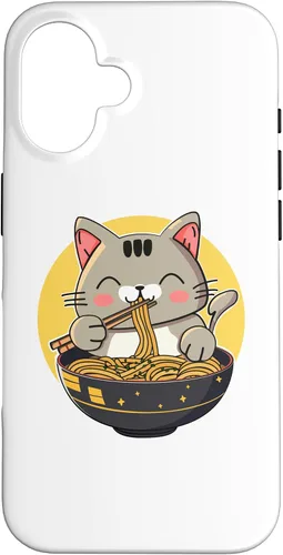 Vista 28 de Funda para iPhone 12/12 Pro Ramen Cat Kawaii Anime Merch Japonés Divertido Neko Noodle Bowl Case