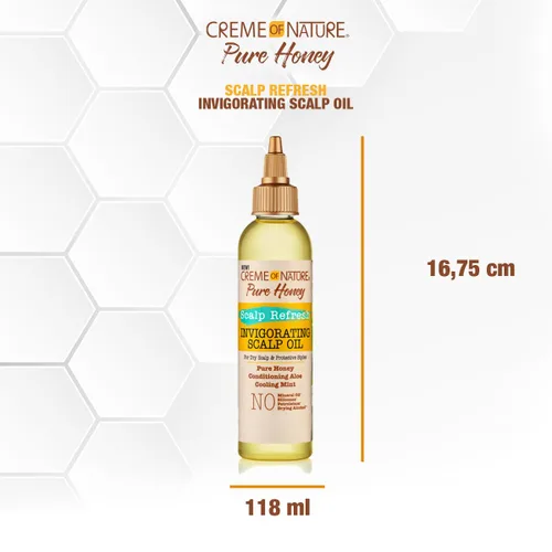 Vista 5 de Creme of Nature Pure Honey Scalp Refresh Aceite de tratamiento vigorizante para el cuero cabelludo, fórmula ligera con menta y aloe, humedad