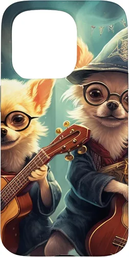Vista 14 de iPhone 16 Chihuahua Mago Guitarristas, Chihuahua Dog, Estuche Guitarrista Mágico