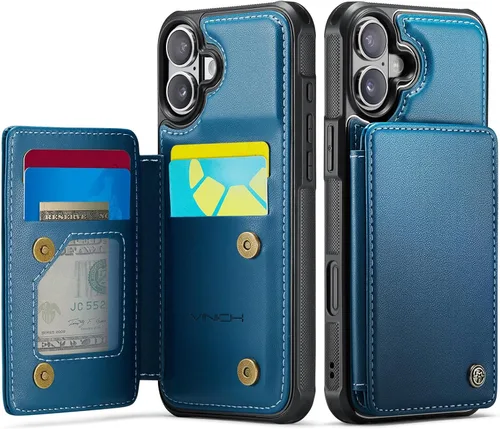 Vista 33 de Vinich for iPhone XR Wallet Case with Card Holder, Black RFID Blocking Credit Slots, Kickstand, Shockproof Flip Phone Cover, PU Leather, Double