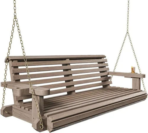 Vista 5 de Porchgate Amish - Columpio para porche con tratamiento cómodo, de 800 libras, con cadenas (4 pies, abedul)