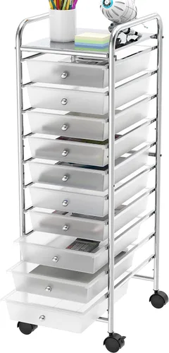 Vista 11 de Simple Houseware Carrito utilitario con 3 cajones, almacenamiento rodante, organizador de arte y manualidades, negro
