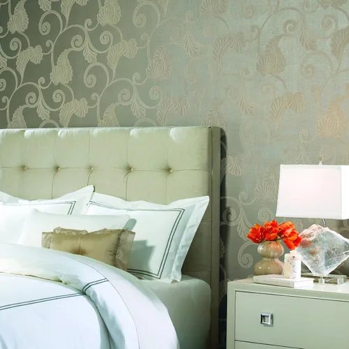 Vista 2 de York Wallcoverings rl1117 elementos Core rayas papel pintado, Metálico/Blanco, RL1127