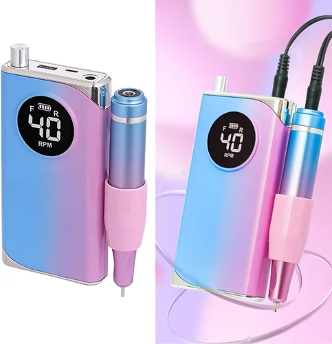 Vista 2 de Peiiwdc Taladro de uñas eléctrico para uñas, portátil, recargable, 40000 rpm, juego de manicura y pedicura eléctrica profesional