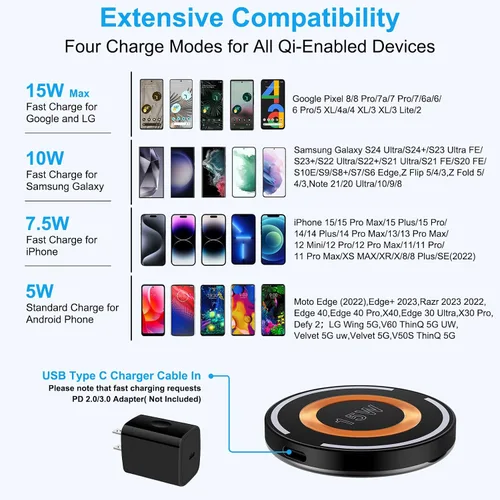 Vista 7 de Para Samsung Cargador Inalámbrico Almohadilla de Carga Rápida Android Magnética Magsafe Estación de Cargador Inalámbrico para Samsung Galaxy S26