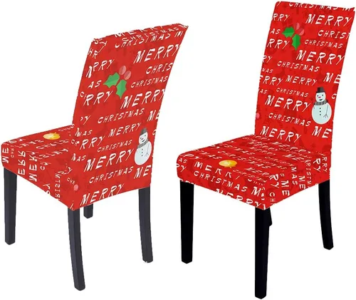 Vista 22 de XMNTG Juego de 6 fundas para sillas de Navidad, con estampado de ciervos, decoración de Navidad, fundas extraíbles para sillas antideslizantes Negro