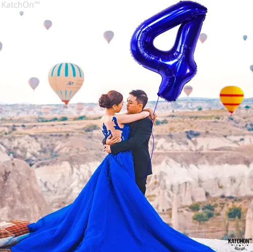 Vista 7 de KatchOn Globos azules del número 4 para cumpleaños de 40 pulgadas