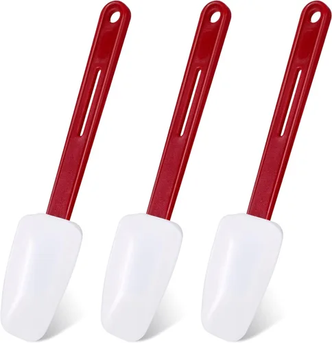 Vista 9 de Juego de 3 espátulas de silicona de alta temperatura resistentes al calor, espátula de silicona comercial resistente con mango para cocina, hornear