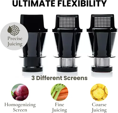 Vista 4 de Cold Press SANA 707 Exprimidor horizontal clásico de baja velocidad Fácil de limpiar, potente, alimentación automática, accesorio de apio, postres
