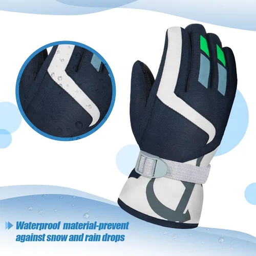 Vista 6 de SATINIOR Guantes de esquí de nieve impermeables para niños, guantes de snowboard para niños y niñas, guantes de nieve cálidos