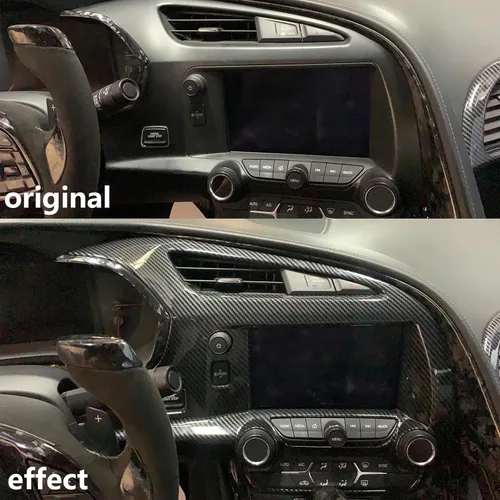 Vista 4 de para C7 Corvette Rejilla de Salida de Aire de Control Central de Fibra de Carbono Accesorios de Cubierta para 2014-2019 Chevrolet Corvette C7