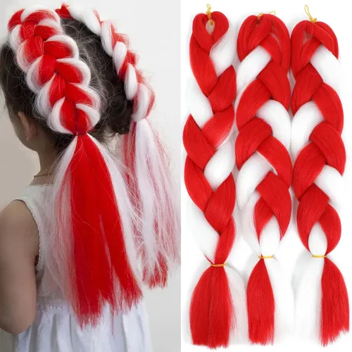 Vista 10 de 3 extensiones de cabello trenzado ombré, Alileona colorido, 24 pulgadas, cabello trenzado jumbo para niñas y mujeres, uso diario, 3.53 oz/por