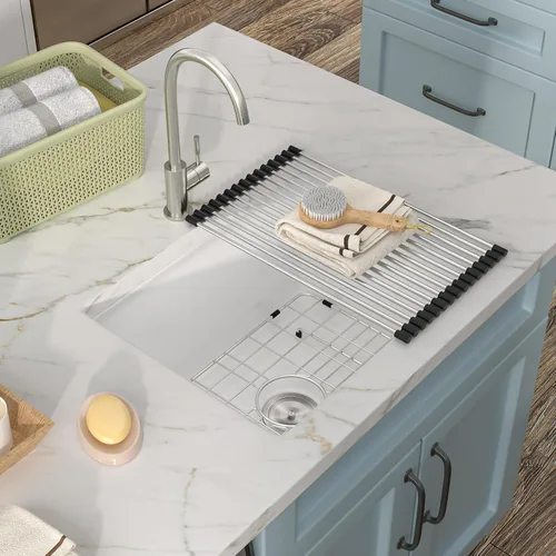 Vista 4 de Lavandería blanca de 24 "x18" Lavabo de porcelana de cerámica de Blanco
