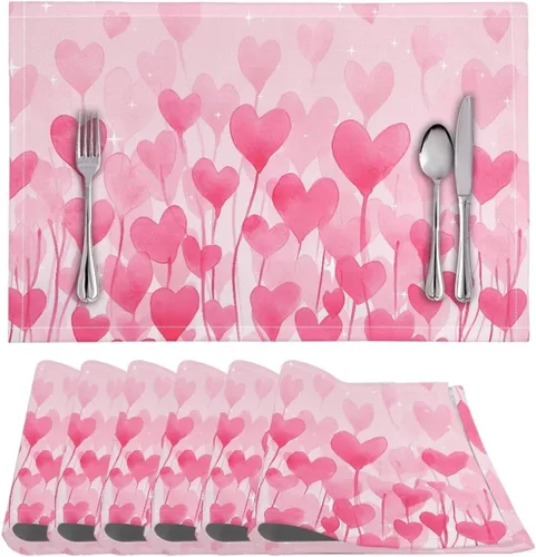 Vista 39 de BIGCARJOB Mantel individual de diseño personalizado, 4 piezas, tapete de mesa resistente al corazón, 12 x 18 pulgadas 1-diseño personalizado