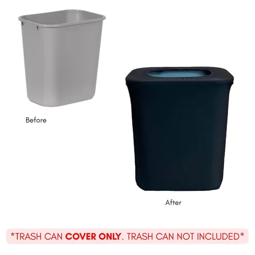 Vista 2 de YOUR CHAIR COVERS - Funda de cubo de basura de oficina de elastano de 7 galones - Negro