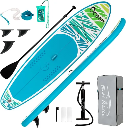 Vista 24 de FEATH-R-LITE Inflatable Stand Up Paddle Board with Beginner SUP Accessories Negro dragón
